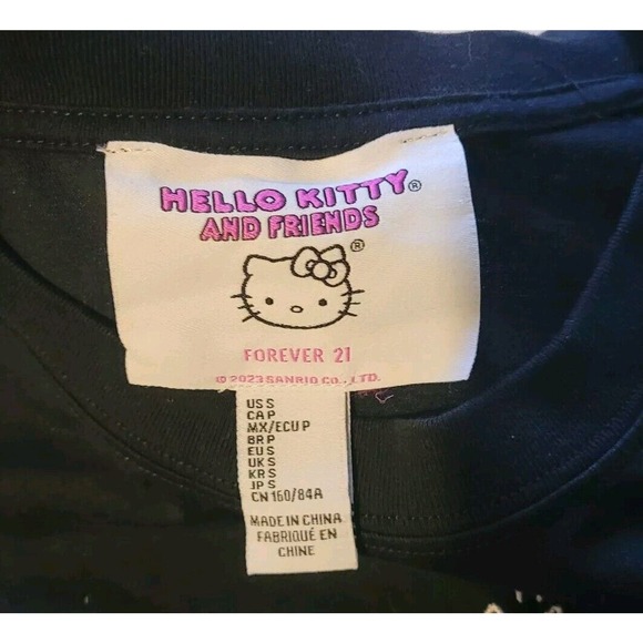 Hello Kitty Kuromi Graphic T-Shirt Women's Small Black Embroidered Forever 21 - Picture 5 of 6